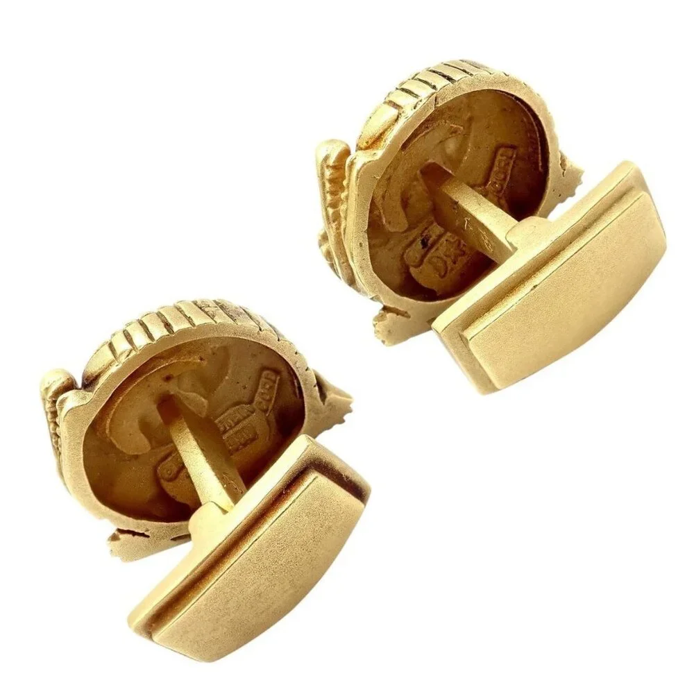 Rare! Vintage Kieselstein Cord 18k Yellow Gold Coiled Alligator Cufflinks 1980